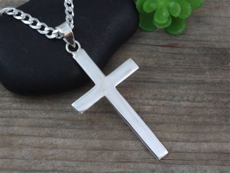 amazon mens silver cross necklace|men's silver necklace with cross.